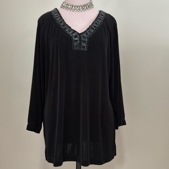 Chico's Tops - Chico’s NWT Travelers collection black beaded tunic in size 16 (3)